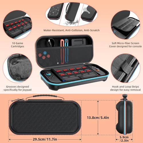 Switch 2 Accessories Bundle, 30-in-1 Kit for Nintendo Switch 2, Black | Carry Case, Controller Charger Dock, Grips for JoyCon, Steering Wheels,Wrist Band,Leg Strap, Switch 2 Console Protective Case - color: Black (30Pcs)