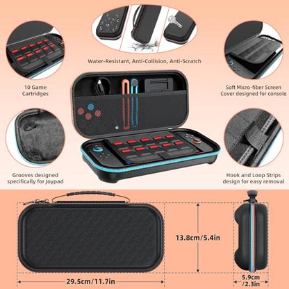Switch 2 Accessories Bundle, 30-in-1 Kit for Nintendo Switch 2, Black | Carry Case, Controller Charger Dock, Grips for JoyCon, Steering Wheels,Wrist Band,Leg Strap, Switch 2 Console Protective Case - color: Black (30Pcs)