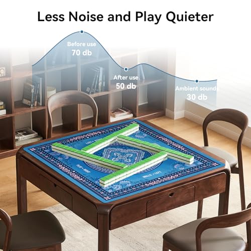 32.4x32.4 Inch Mandala Mahjong Mat with 3MM Noise Reduction | Rubber Anti Slip for Poker, Card, Board & Tile Games, Dominoes, Ships Rolled No Creases Mahjong Gifts - color: Peacock Blue