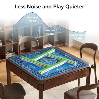 32.4x32.4 Inch Mandala Mahjong Mat with 3MM Noise Reduction | Rubber Anti Slip for Poker, Card, Board & Tile Games, Dominoes, Ships Rolled No Creases Mahjong Gifts - color: Peacock Blue
