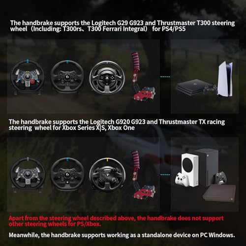 HCXLELD Sim Racing Handbrake, G29 G923 T300 Racing Wheel Compatible with PS4/PS5, G920 G923 TX Racing Wheel Compatible with XBOX Series X/S, All Racing Wheels for Windows, and included table clamp