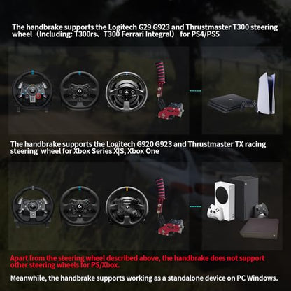 HCXLELD Sim Racing Handbrake, G29 G923 T300 Racing Wheel Compatible with PS4/PS5, G920 G923 TX Racing Wheel Compatible with XBOX Series X/S, All Racing Wheels for Windows, and included table clamp