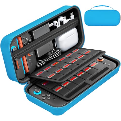 daydayup Switch Carrying Case Compatible with Nintendo Switch 2, with 24 Games Cartridges Protective Hard Shell Travel Carrying Pouch DS Case of Blue - color: Blue, size: 2025-Inch