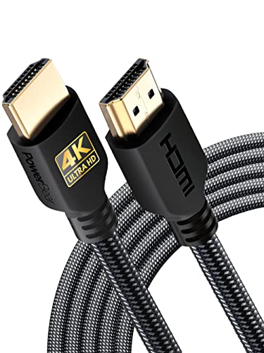 PowerBear 4K HDMI Cable 15 ft | Long Hdmi Cable, Braided Nylon & Gold Connectors, 4K @ 60Hz, Ultra HD, 2K, 1080P, ARC & CL3 Rated | for Laptop, Monitor, PS5, PS4, Xbox One, Fire TV, & More - size: 15ft