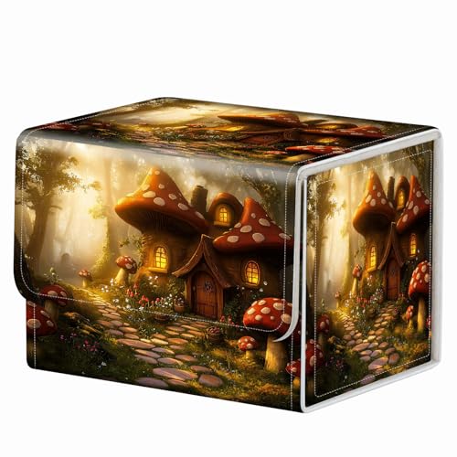 Strong Magnet MTG Demon Deck Box Playing Card Case Magic Deck Box Creative Pattern Trading Card Storage Box for TCG for Collectible Games, Wild Red Mushroom House - color: Wild Red Mushroom House