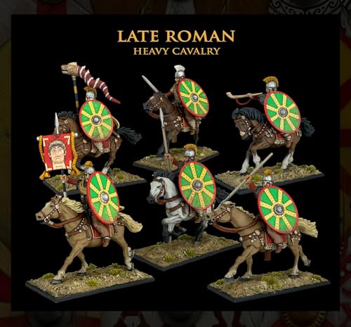 Wargames Delivered - Victrix Late Roman Armoured Cavalry 28mm Miniatures with Bonus Miniature STL Download - 12 Detailed Riders & Horses, Customizable with Swords, Javelins, Spears for Tabletop