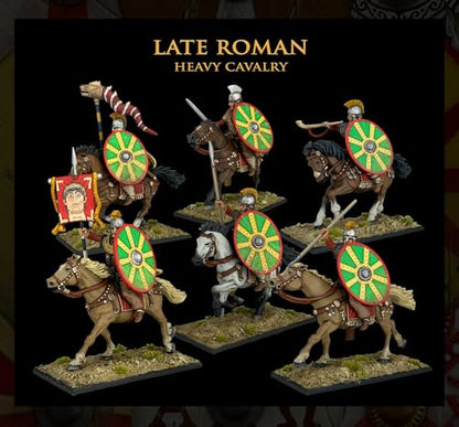Wargames Delivered - Victrix Late Roman Armoured Cavalry 28mm Miniatures with Bonus Miniature STL Download - 12 Detailed Riders & Horses, Customizable with Swords, Javelins, Spears for Tabletop