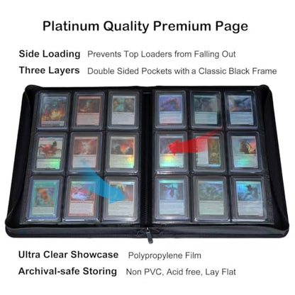 Top loader Binder, Holds 504 Top loaders, 9-Pocket Top Loader Binders with Sleeves for TCG & Sports Cards in 3'' x 4'' Top loaders -White - color: White