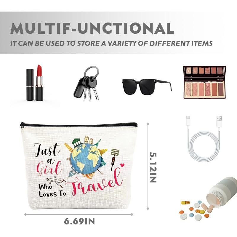 Travel Makeup Toiletry Bag for Women Girl Traveler Cosmetics Bag Bon Voyage Gift for Flight Attendant Jcat a Girl Who Loves to Makeup Bag Travel Accessory Supply Skincare Cosmetics Pouch - color: Airplane