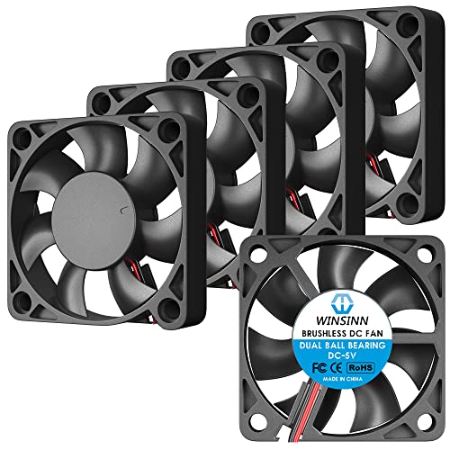 WINSINN 50mm 5V Fan - Dual Ball Bearing 5000 RPM 5010 Cooling Fan Replacement for 3D Printers/Small Appliances/Electronics, 30cm Cable with XH2.54-2PIN, Brushless 50x10mm (5Pcs) - style: 5V - 5000RPM