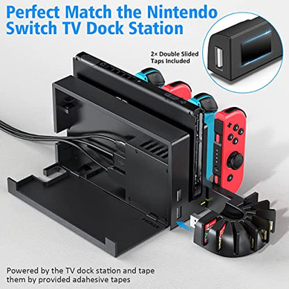 Switch Controller Charger Dock Station Compatible with Nintendo Switch Accessories & OLED Model Joycons, KDD Joycon Charging Dock Station with Upgraded 8 Game Storages, Game Accessories