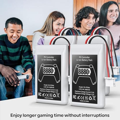Kosker PS5 Controller Battery Replacement Kit Compatible with PlayStation 5 Original Controller, 8880mWh High Capacity PS5 Controller Battery with Extra Repair Tools Kit for Extended Gaming, 4 Packs - style: PS5 Style-4P