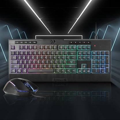 Redragon S151 Combo, K525 Membrane Gaming Keyboard + M616 10000 DPI Mouse | 4 On-the-Fly Combos, No Software Needed, 6-Button Precision Control, Full-Size Layout, Shared Dongle, On-Board CPI Mice - color: S151 BK