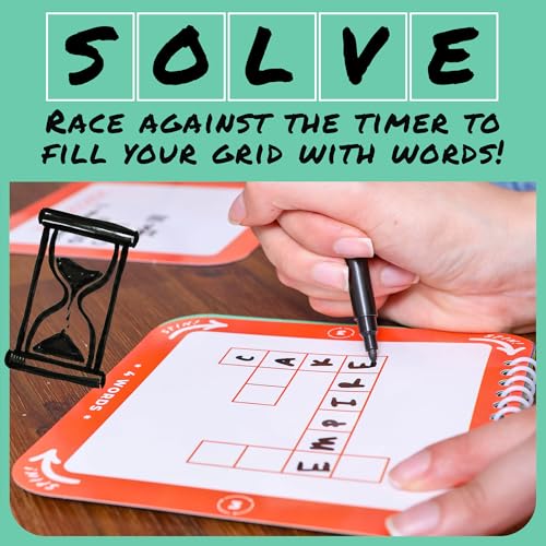 Cross Spin Crossword Board Game, Word Puzzle Game for 2-6 Players, 160 Cards, 10 Boards