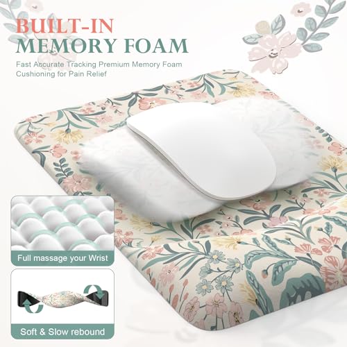 iLeadon Pink Desk Mat Set Cute,Mouse Pad and Keyboard Pad Mat for Desk | Non-Slip Desk Mat, Ergonomic Desk Mouse Pad Extra Large, Floral Teacher Desk Mat with Wrist Rest for Women Home Office - color: Light Pink