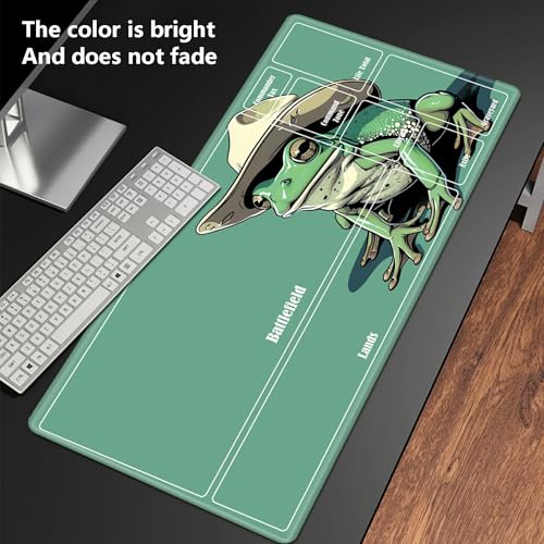 MTG Playmat with Zones, TCG Card Game Play Mat with Stitched Edges, Non-Slip Rubber Base Gaming Desk Mat, Smooth Surface 24 x 14 Inch, Cowboy Frog - color: Cowboy Frog, size: Zone 1