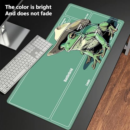 MTG Playmat with Zones, TCG Card Game Play Mat with Stitched Edges, Non-Slip Rubber Base Gaming Desk Mat, Smooth Surface 24 x 14 Inch, Cowboy Frog - color: Cowboy Frog, size: Zone 1