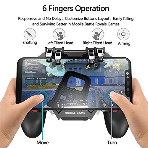 Mikirini 11 in 1 PUBG Mobile Controller with Phone Cooler & 4000mAh Battery | L2R2 Cell Phone Triggers for PUBG/Call of Duty/Free Fire/Fornite, compatible with 4.7-6.5" iPhones & Android Phones