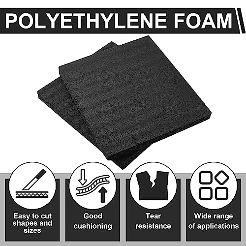 Frienda 2 Pcs Polyethylene Foam Sheet 18 x 16 x 1.5 Inch Cuttable Foam Inserts for Pads Toolbox Polyethylene Insert Packing Block Padding for Crafts Toolbox Storage, Black