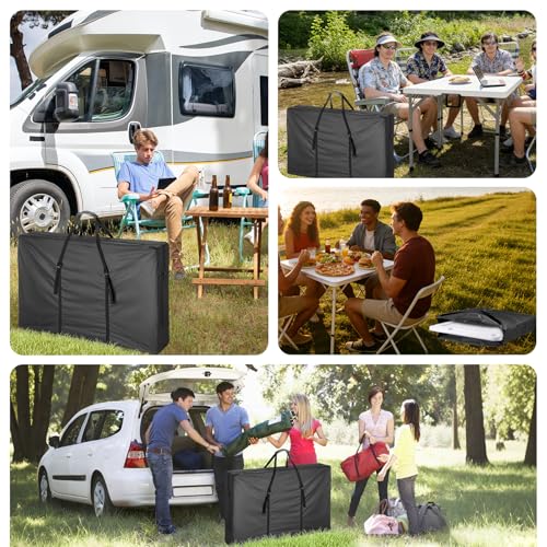34" Folding Card Table Storage Bag for 34" Fold-in-Half Square Table | Storage Bag for Picnic/Camping/Party Table, Waterproof Dustproof Protective Cover - Black 35 x 18 x 4 Inch - size: 35" x 18" x 4"