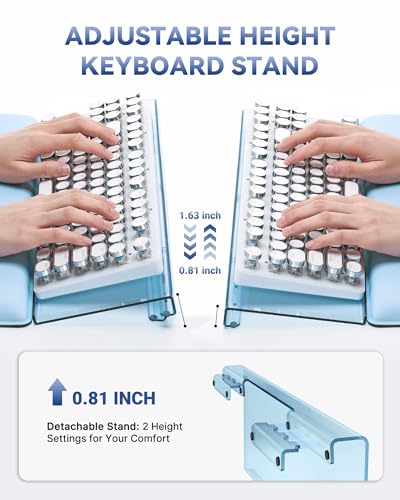 Laborio Computer Keyboard Stand for Desktop, Ergonomic Keyboard Wrist Rest 2-Level Height Adjustment, Non-Slip Key Board Riser Pad for Office, Gaming, and Home Desks - color: Blue