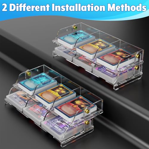 Acrylic Card Organizer Stand, 6 Compartments Card Sorting Tray Clear Cards Holder Organizer Desktop Tray Racks with Anti Slip Pad for Game, Trading, Baseball, Sports Cards