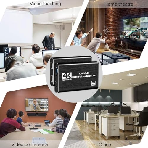 Video Capture Card, 4K HDMI Video Capture, USB 3.0 Game Capture Card, Video Capture Device Full HD 1080p 60FPS for Live Streaming, Work with PS4/PS5/Xbox/PC/Mac Linux Android Windows 10/11 - color: black