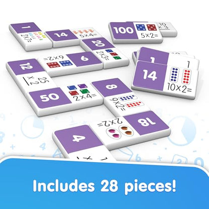 Junior Learning Multiplication Dominoes Game Set, 28 Pieces, Ages 7-9, Math Skills, Grade 2-3