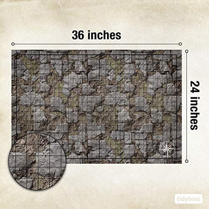 Tidyboss d&d Starter Set | 2 X Double Sides 4 Terrains 24x 36 Game Grid Mat | DND Accessories Includes Dry Erase Markers, Eraser and Clips - color: 2-pack