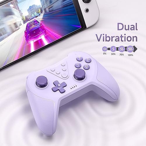 EasySMX Wireless Bluetooth Game Controller Compatible with Switch, Wake-up Support, 6-Axis Gyroscope, Turbo Mode & Adjustable Vibration - color: Purple