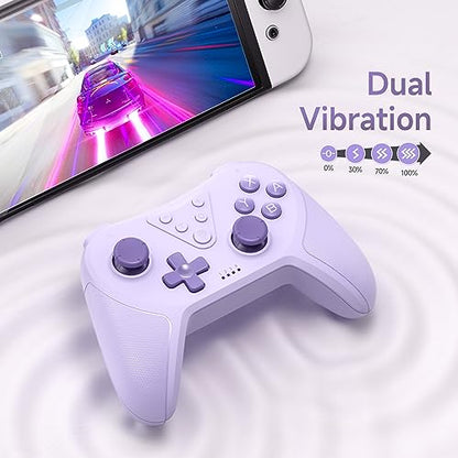 EasySMX Wireless Bluetooth Game Controller Compatible with Switch, Wake-up Support, 6-Axis Gyroscope, Turbo Mode & Adjustable Vibration - color: Purple