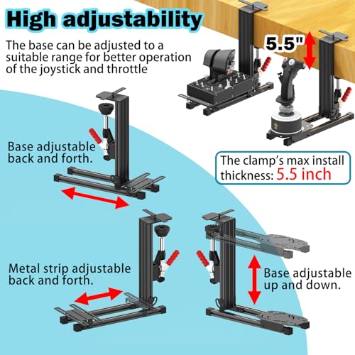 wuutyty 2-Pack Universal Flight Simulator Desk Mount, Adjustable Stand for HOTAS Joystick and Throttle, Compatible with Logitech X52/X56, Thrustmaster T.16000M/T.Flight, WINWING ORION