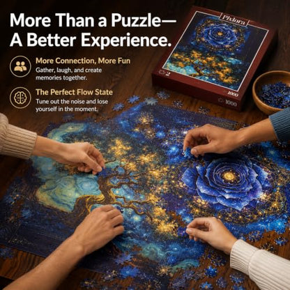 1000 Piece Puzzle for Adults, 2 Pack Botanical and Cosmic Plant Theme, Starry Rose and Tree Design, Challenging Jigsaw Puzzles for Game Night, Ideal for Plant Lovers - style: Astral&Cosmotree