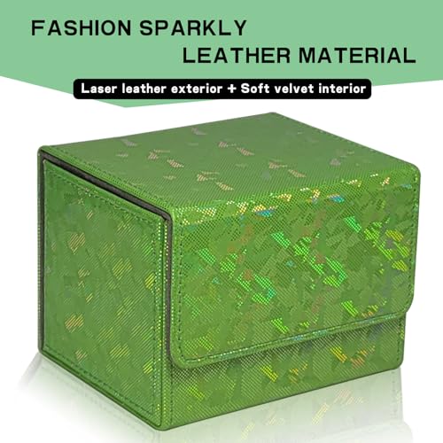 Dmoicols Card Deck Box Holds 100+ Single Sleeved Cards,Laser Sparkly Material Card Storage Box Horizontal,MTG Commander Deck Box with 2 Dividers fit TCG CCG Magic Cards (Sparkly Cyan Piece) - color: Sparkly Cyan Piece