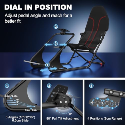 DIWANGUS Foldable Backrest Racing Simulator Cockpit for Small Apartment | Fully Adjustable Sim Racing Cockpit For MOZA Fanatec Logitech Thrustmaster SIMAGIC PXN, Racing Games on PS5, PS4, Xbox, PC