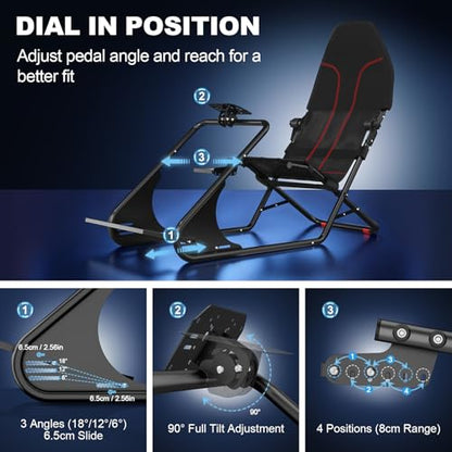 DIWANGUS Foldable Backrest Racing Simulator Cockpit for Small Apartment | Fully Adjustable Sim Racing Cockpit For MOZA Fanatec Logitech Thrustmaster SIMAGIC PXN, Racing Games on PS5, PS4, Xbox, PC