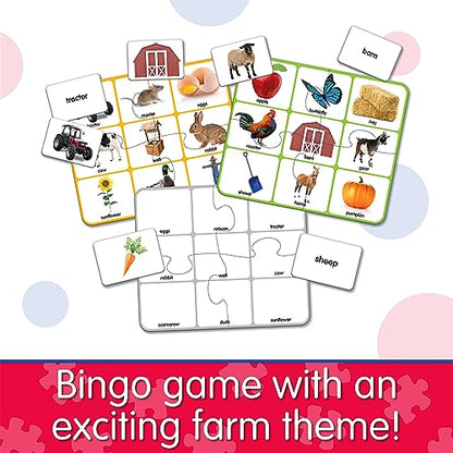The Learning Journey: Match It! Bingo - Farm - Reading Game for Preschool and Kindergarten 36 Picture Word Cards - style: Farm