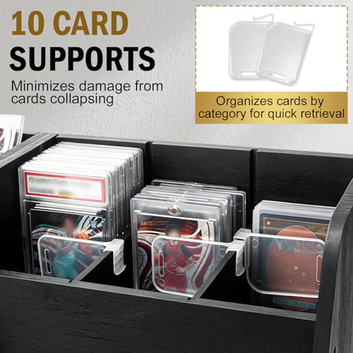 Magnetic 2-in-1 Trading Card Display Stand - Wood Detachable 5-Tier Graded Card Holder & Modular Storage Rack with Supporters, Professional Baseball Card Case for PSA BGS SGC Slabs, Toploaders, Large - size: Large