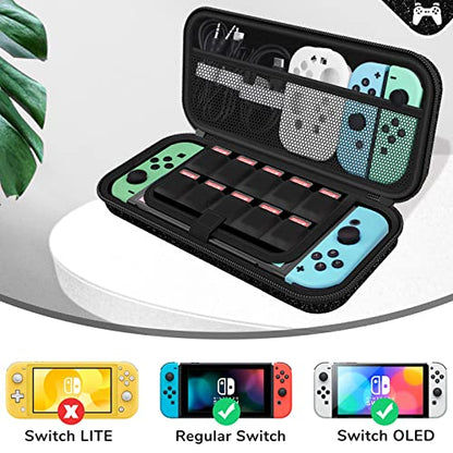 homicozy Glitter Carrying Case Compatible with Nintendo Switch OLED & Switch Console,Black Protective Hard Travel Case Shell Pouch for Nintendo Switch Console/Accessories,Switch Gaming Cases for Girls - color: Black