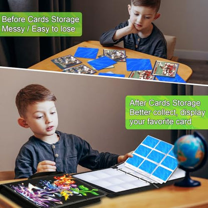 Card Binder for Cards, 4-Pocket Trading Card Binder with 50 Removable Sleeves Fits 400 Cards, Great Creative Design Card Collection Binder Album Gift for Boys Girls Aged 4 to 16 (400 Cards Purple) - color: 400 Cards Purple
