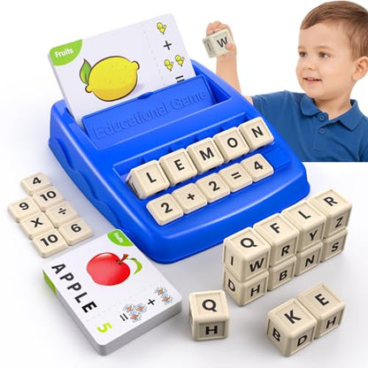 DEGIDEGI Educational Toys for Kids Ages 3-8, Matching Letter Spelling Math Counting Game,Learning Game for Preschool& Kindergarten Kids, Birthday Gifts for 3 4 5 6 7 Year Olds Boys&Girls Navy Blue - color: Navy Blue