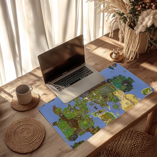 Old School Desk Mat World Map Mouse Keyboard Pad, Gaming Desk Pad Mat XXL Big Mouse Pad Tabletop Game Gift, Laptop Computer Keyboard Pad with Stitched Funny Extra Large Mouse Pad 31.5x15.7 in - color: Blue Map