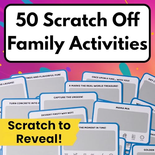 50 Family Activities - Adventure Scratch Off Cards for Family Nights - Fun Conversation Cards - Gift for Families - Game Night Gift Basket Idea for Kids and Adults - Unique for Christmas and Birthdays