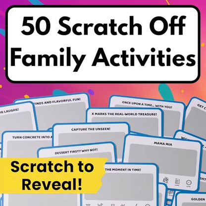 50 Family Activities - Adventure Scratch Off Cards for Family Nights - Fun Conversation Cards - Gift for Families - Game Night Gift Basket Idea for Kids and Adults - Unique for Christmas and Birthdays