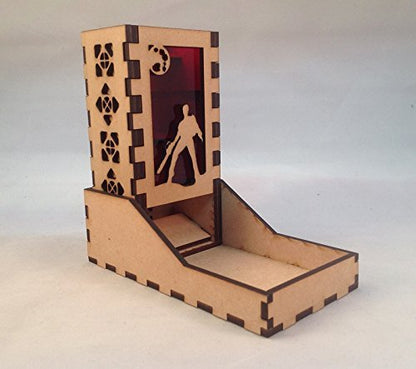 Ash Evil Dead Mini Dice Tower v1 Red Acrylic Window Laser Cut MDF Unique Fast Shipping