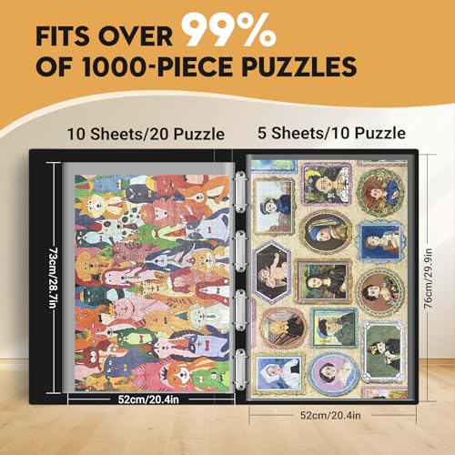 Nariolar 1000-Piece Puzzle Storage Folder | Portable Large Jigsaw Puzzle Organizer with 15 HD Pockets, Holds 30 Puzzles, Dustproof & Protective Accessory - style: 1000pcs-ring Binder