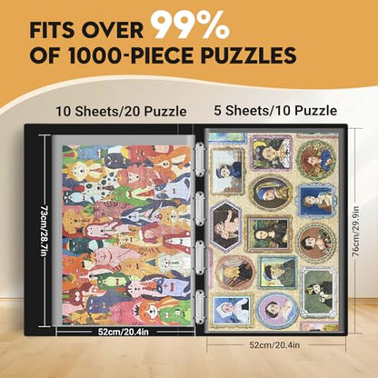 Nariolar 1000-Piece Puzzle Storage Folder | Portable Large Jigsaw Puzzle Organizer with 15 HD Pockets, Holds 30 Puzzles, Dustproof & Protective Accessory - style: 1000pcs-ring Binder