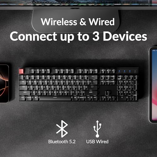 Keychron K10 Version 2 Full Size 104 Keys Bluetooth Wireless Mechanical Gaming Keyboard for Mac Windows Super Banana Switch White LED Backlight/USB C Wired Computer Keyboard - color: K10 Version 2 - Banana Switch