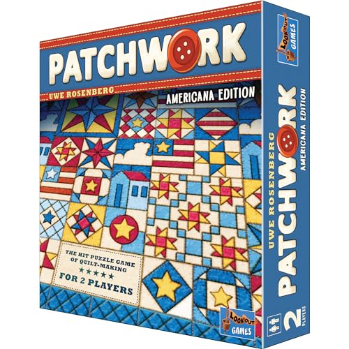 Patchwork Americana Edition Board Game - A Two-Player Quilting Strategy Game by Uwe Rosenberg! Interactive Puzzle Game for Kids & Adults, Ages 8+, 2 Players, 30 Minute Playtime, Made by Lookout Games