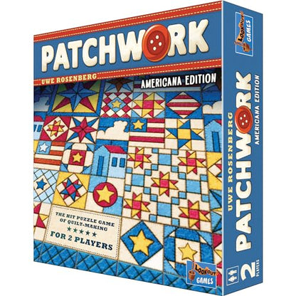 Patchwork Americana Edition Board Game - A Two-Player Quilting Strategy Game by Uwe Rosenberg! Interactive Puzzle Game for Kids & Adults, Ages 8+, 2 Players, 30 Minute Playtime, Made by Lookout Games